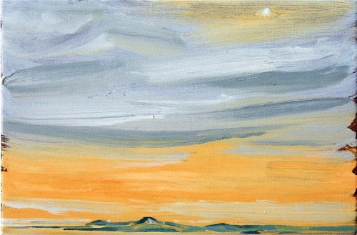 Overcast Sky with Blue Sun - Sunrise, 12" x 18", oil on linen, 2006.